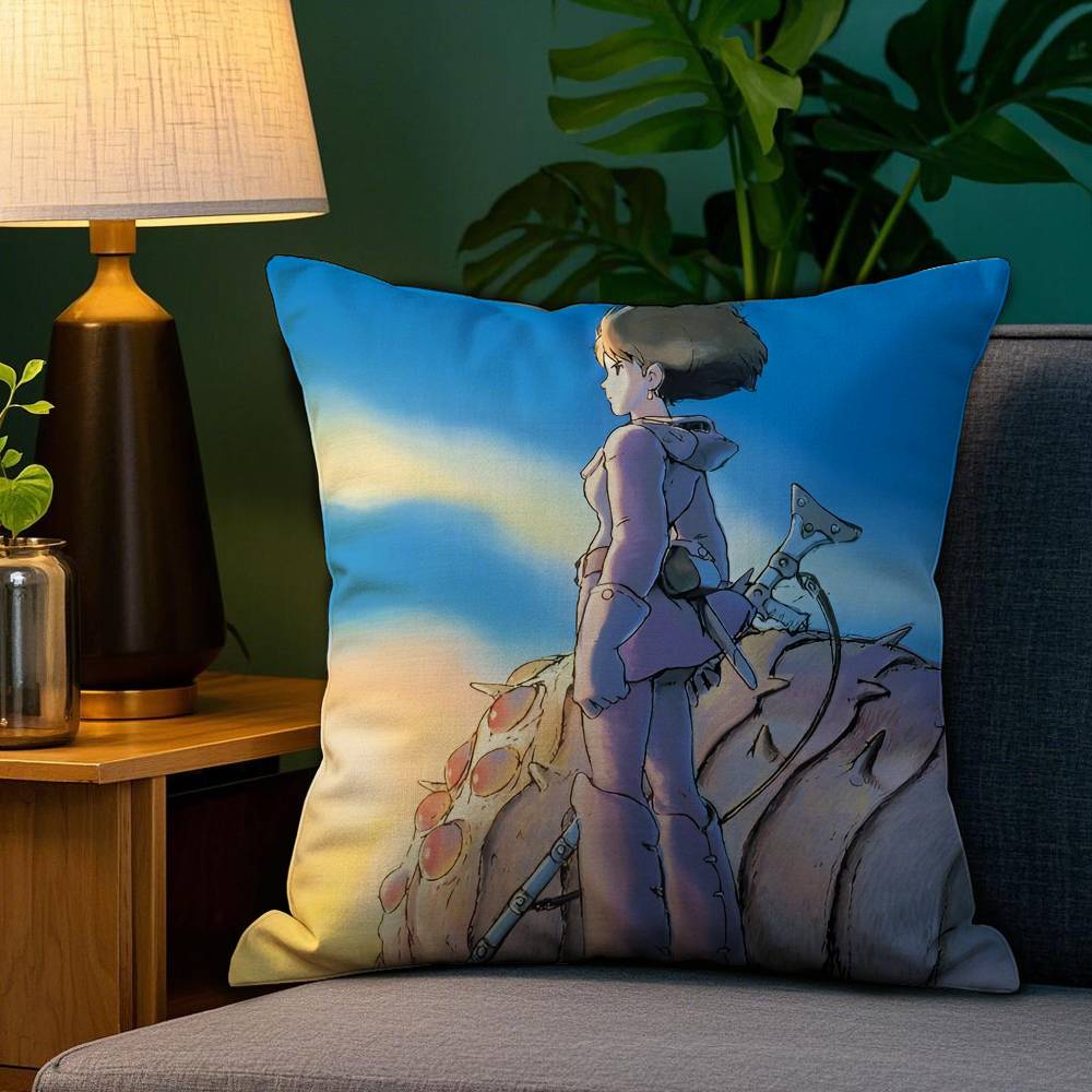Anime V-Valley of the W-Wind Cartoon Pillow Case Anti-dustmite Pillowcase Invisible Zipper Silky Short Plush Sofa Cushion Cover