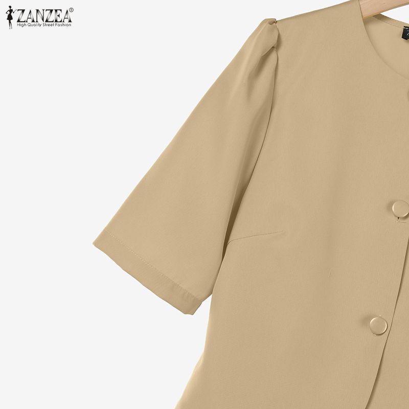 ZANZEA Women Short Sleeve Blouse and Skirts Summer Casual Two Piece Suit Sets