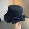 Elegant bow basin hat women's spring and autumn face small sunshade bucket hat fashionable versatile sunscreen hat