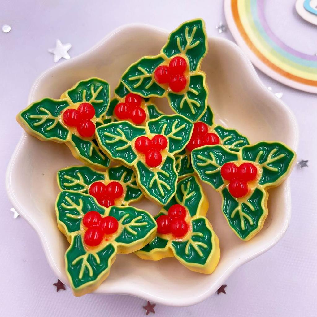 Resin Kawaii Colorful Santa Christmas Tree Snowman Gingerbread Man Flat Back Cartoon Figurines 10PCS Scrapbooks DIY Decor Crafts