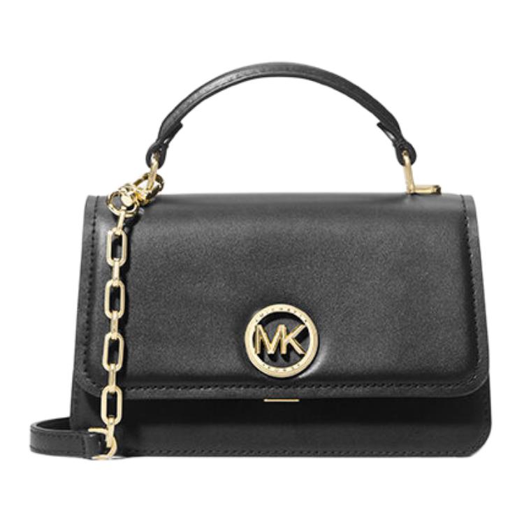 

Michael Kors Mk Delancey Metal Logo Chain Shoulder Strap Leather Crossbody Bag Small Women crossbody bag Black 32T4GD8C5L-BLACK Basic Set (Bag+Dust Bag)