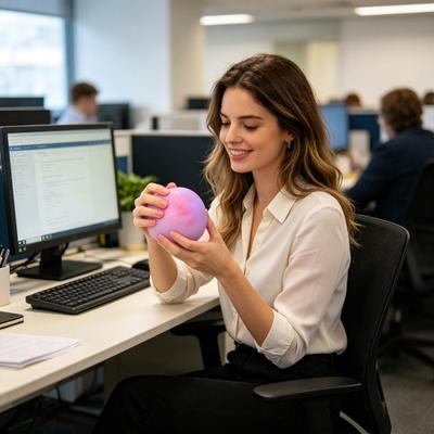 Pink Bun Stress Relief Toy Sticky Simulation Steamed Bun Squeeze Toy Slow Rising Dumpling Shape Sensory Fidget Toy