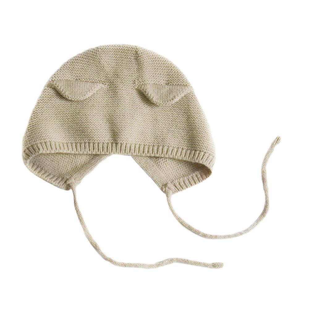1-4 Years Old Windproof Solid Color Baby Knitted Hat Soft Cute Children Warm Cap Ears Cartoon Beanie Hats Baby Children Kids