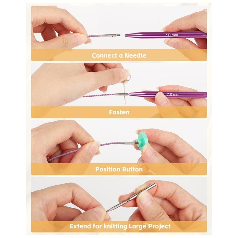ABBP-Circular Knitting Needle Set- 13 Sizes In 3.0 To 10.0 Mm Range, Includes Leather Storage Case& 4 Cables For Blanket Making