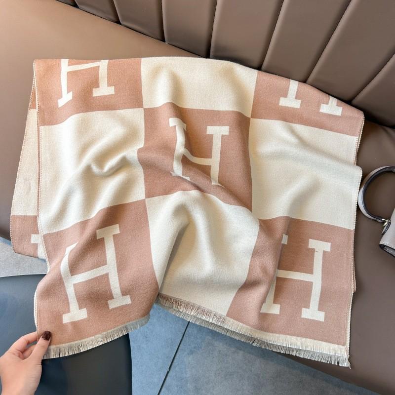 Korean-Style Houndstooth Faux Cashmere Scarf Shawl for Women - Thickened Double-Sided Winter Neck Warmer