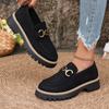 British Style Large Size Loafers Women's 2025 New Fashion Versatile Retro Color Matching Casual Thick Heel Platform Single Shoes