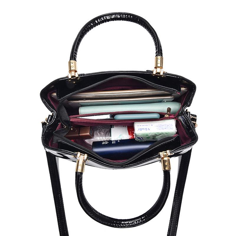 [Women's Bag] Middle-aged Women's Bag Boston Atmosphere Women's Bag Patent Leather Mother Bag Large-capacity Handbag