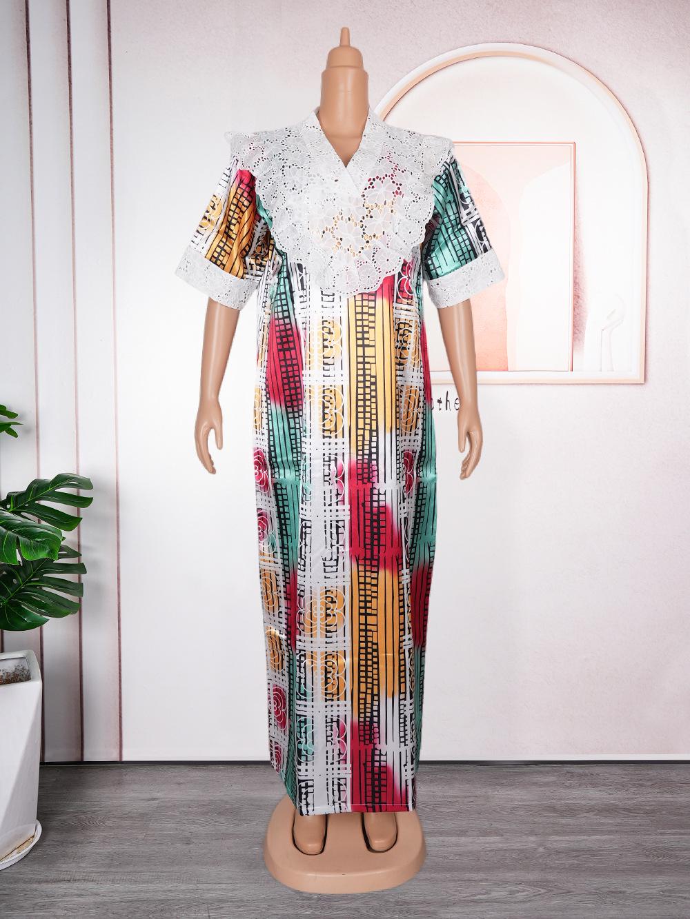 

Женское платье-халат из кристального сатина с кружевной отделкой, большого размера 2XL