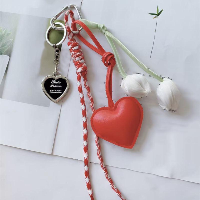 Luxury Charm Tassel Love Heart Creative Handmade Bowknot Keychain Cute Glossy Keychain Bag Accessories