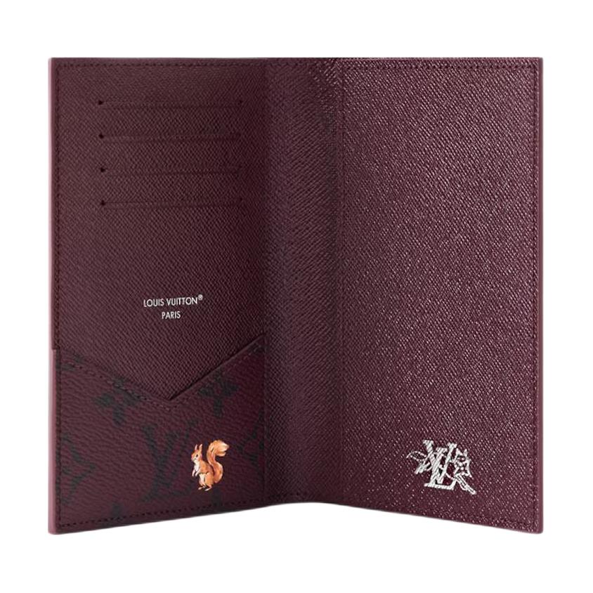 Louis Vuitton Monogram Forest Coated Canvas Passport Holder Men Accessories Burgundy M27099