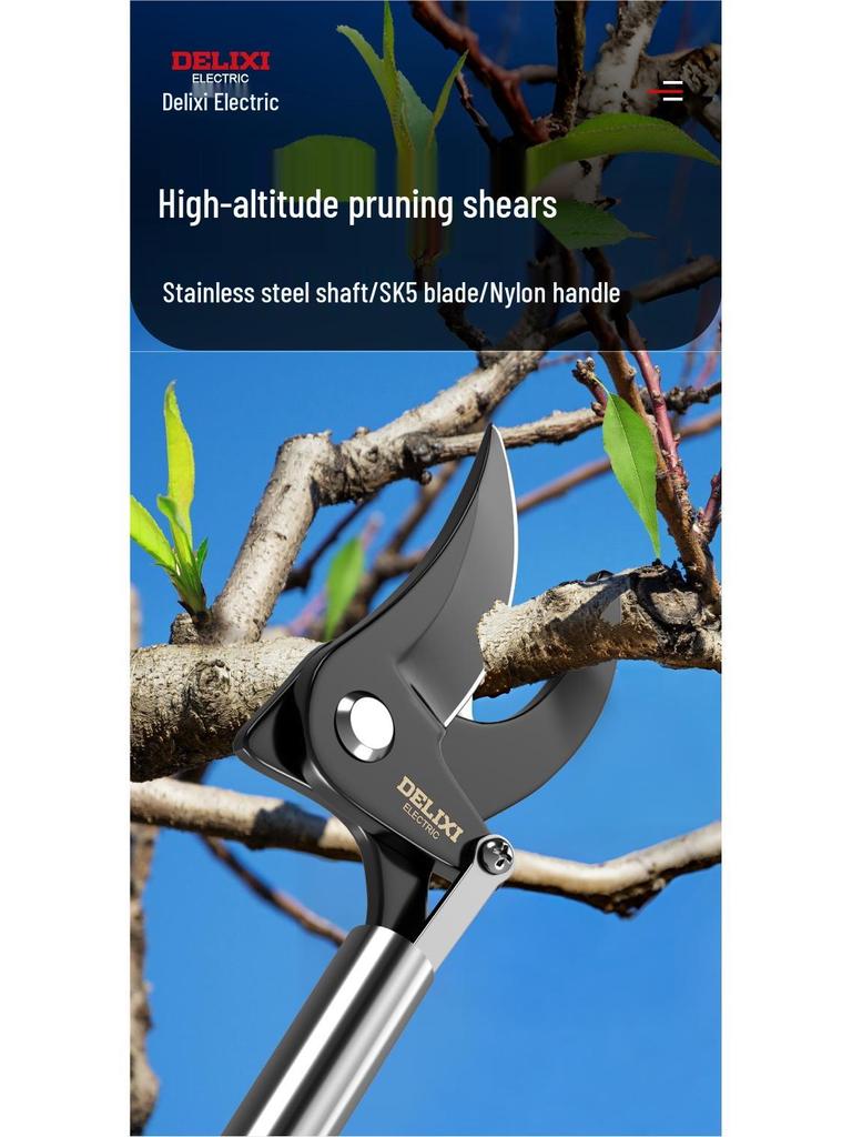 Delixi Elektrische Teleskop-Astschere für hohe Äste und Obstbäume.