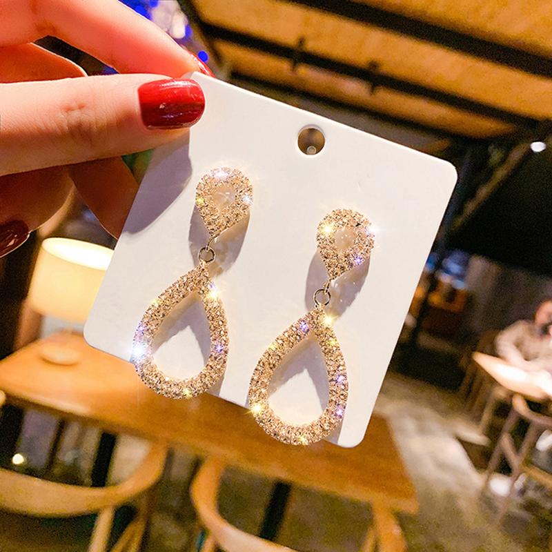 Cute Female Big Water Drop Earrings Fashion Color Gold Wedding Earrings Jewelry Vintage Long Dangle Earrings For Women