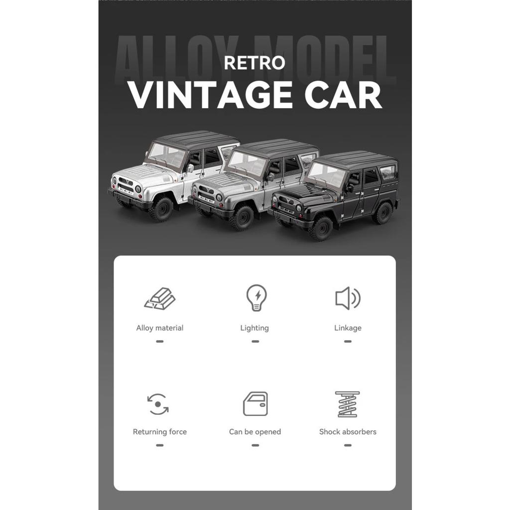 1/18 UAZ Hunter SUV Alloy Car Diecasts & Toy Vehicles Metal Toy Car Model Sound and Light Collection Kids Toy