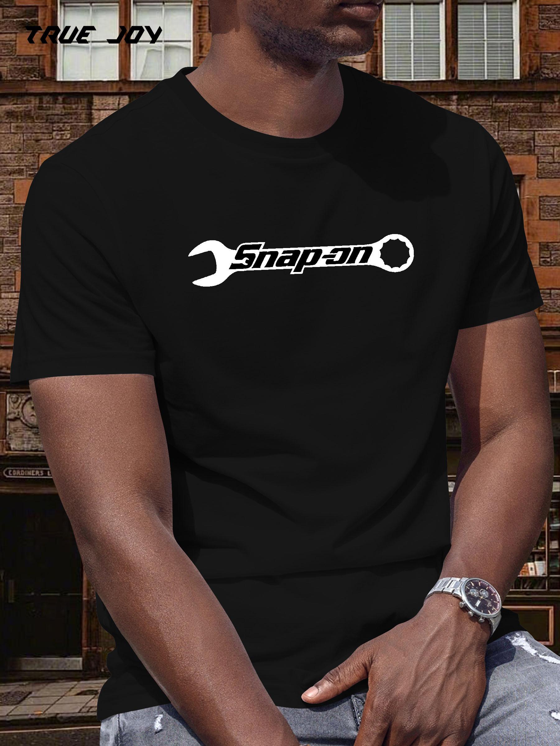 Snap-on Graphic T-shirt - Black Casual Summer Tee with Wrench & Bolt Design L