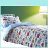 Conjunto de Cama com Estampa de Desenho Animado 3D Digital de Carros, Caminhões e Escavadeiras com Algodão Poliéster para Decoração de Quarto Infantil