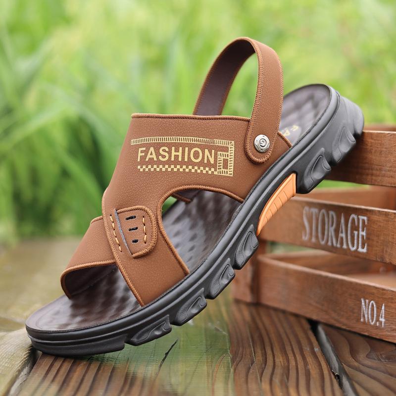 

Дышащие мужские сандалии Летняя мода Мужская обувь из натуральной кожи Противоскользящие шлепанцы с мягкой подошвой Удобная мягкая пляжная обувь 38