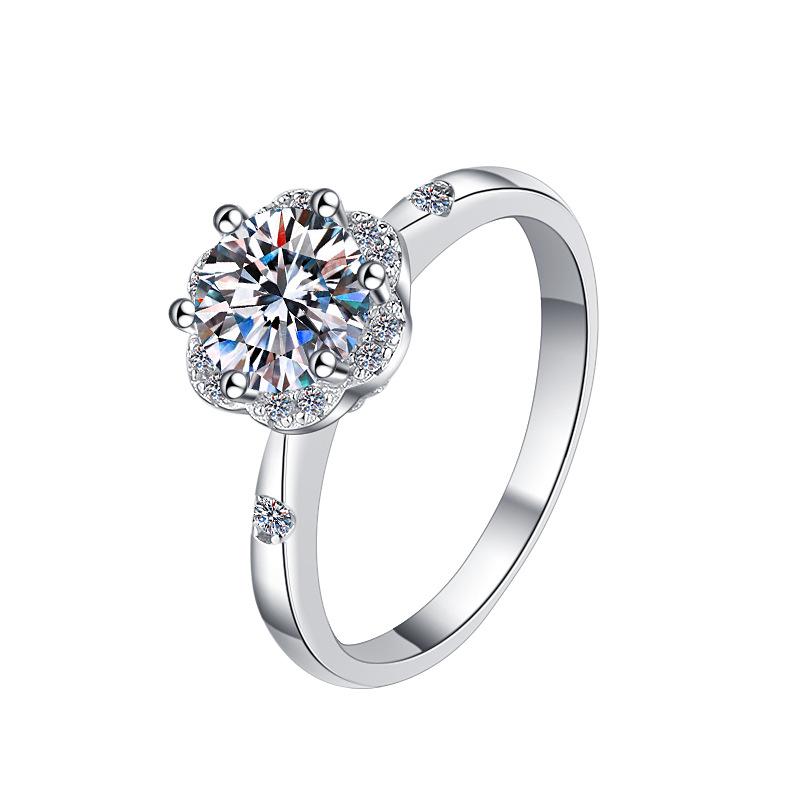 925 Sterling Silver Holding Moissanite Ring Plum Blossom Prong Setting Women's Fashion Jewelry Manufacturer