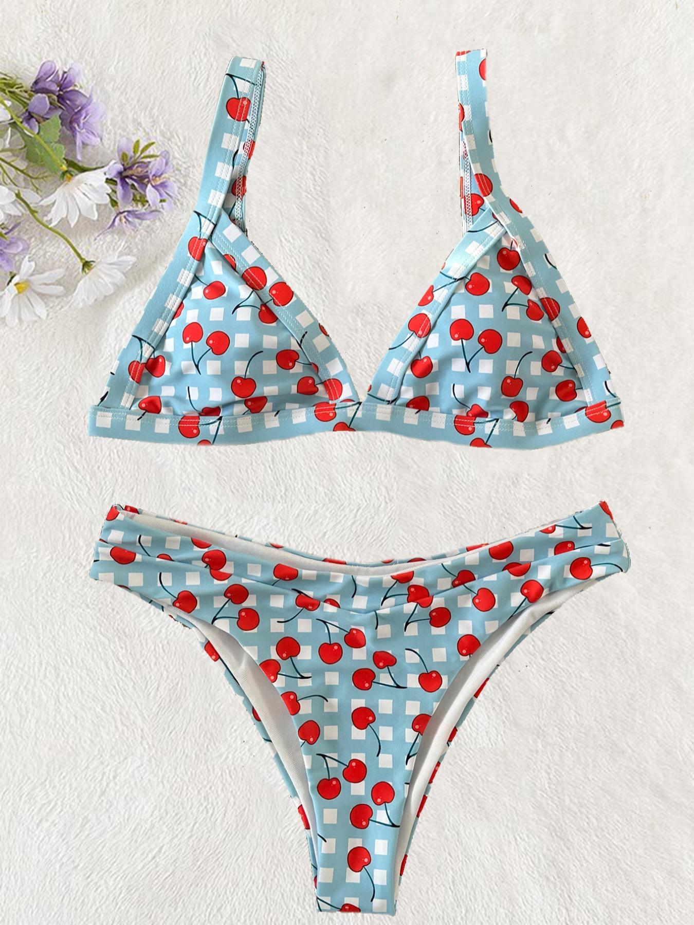 

2025 Европейская и американская мода Сексуальный раздельный купальник бикини для женщин Large цветочные печати