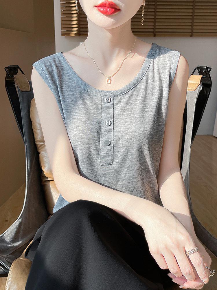 Women's Summer U-Neck Knit Sleeveless Slimming Top