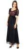 Bimba Womens Full Length Maxi Dress Black Net Prom Party Lace Gown