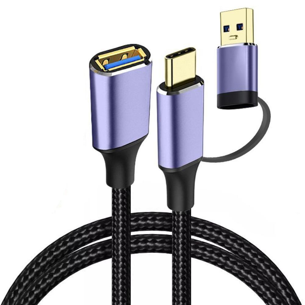 

2 in 1 Type-C 3.2 To USB A 3.0 Cable 5Gbps OTG Adapter Line Extension Cord Keyboard Mouse 0.25m