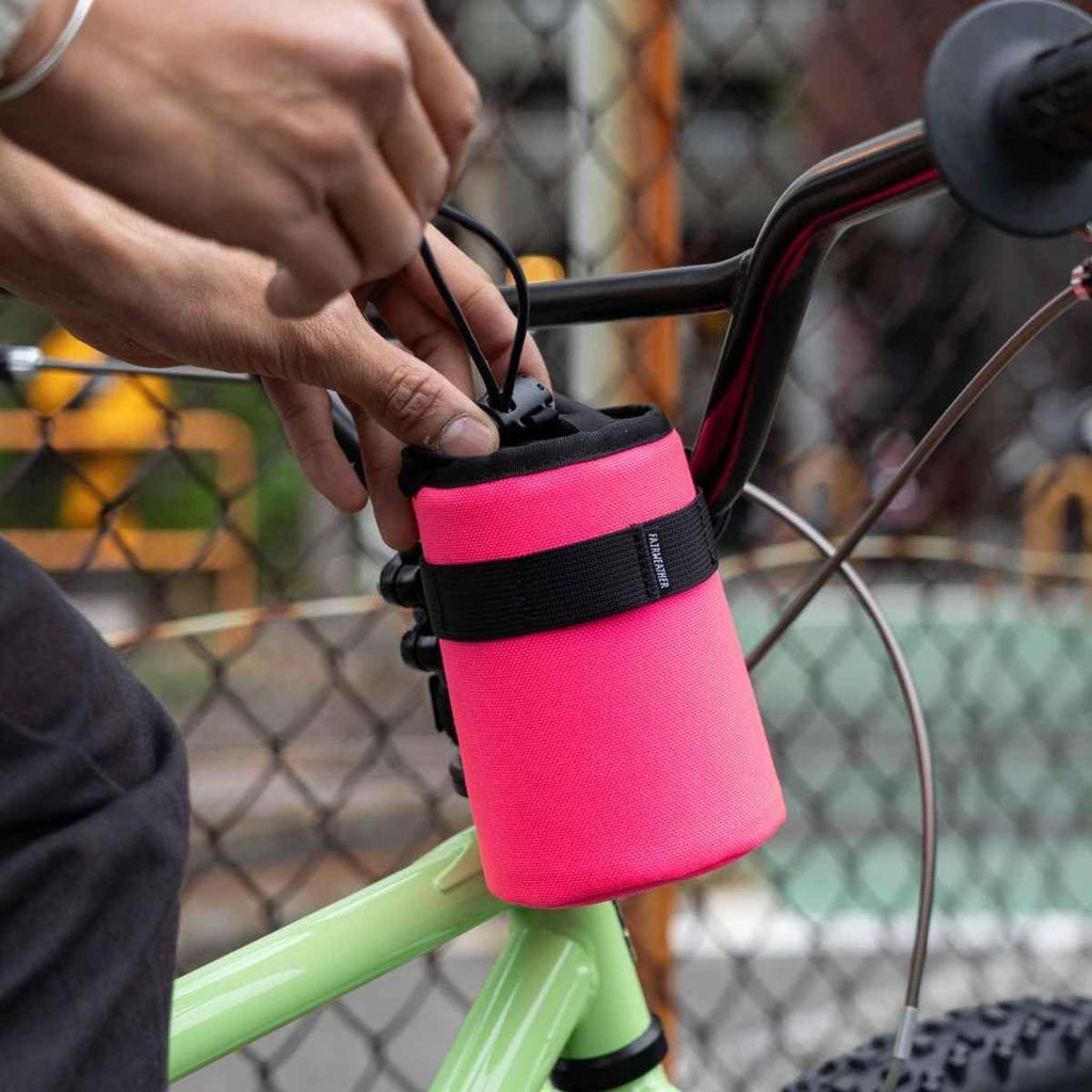 FAIRWEATHER Stem Bag, Front Pouch, Bicycle Bag with Drink Holder, Waterproof Handlebar Bag, Bikepacking Compatible (Olive/HMPE Rip)