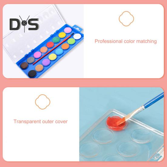 1 sett akvarellfarger 16 farger solide akvarellpigmenter Vannløselige malinger Bærbar akvarellpalett for skoleprosjekter Reise