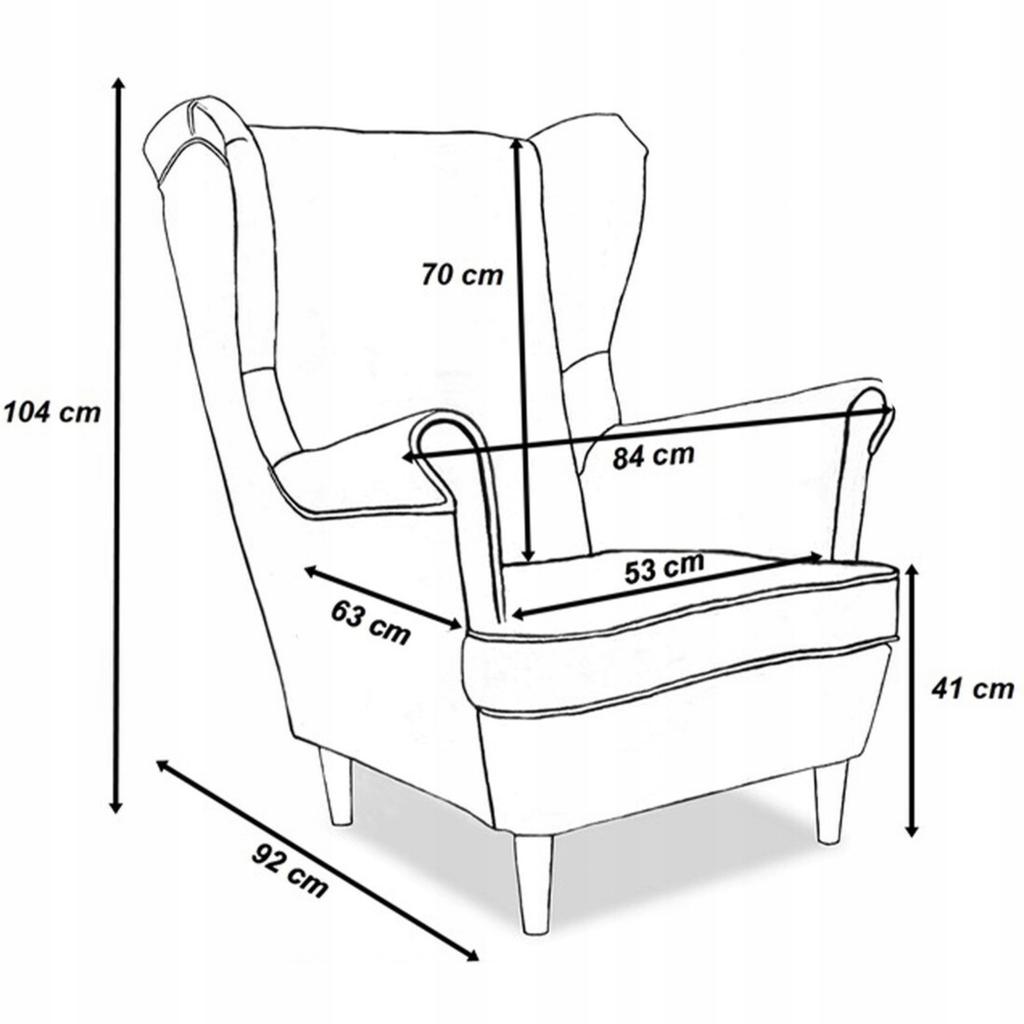 Fotel Uszak eko skóra Gaja z podnóżkiem Skandynawski Family meble szary siwy