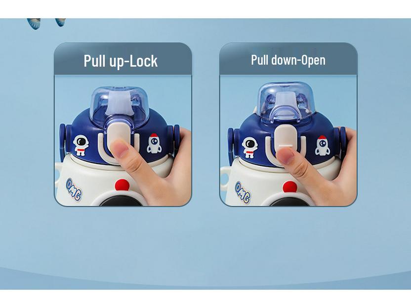 Astronaut Insulated Water Bottle for Kids - 316 Stainless Steel, Large Capacity with Straw