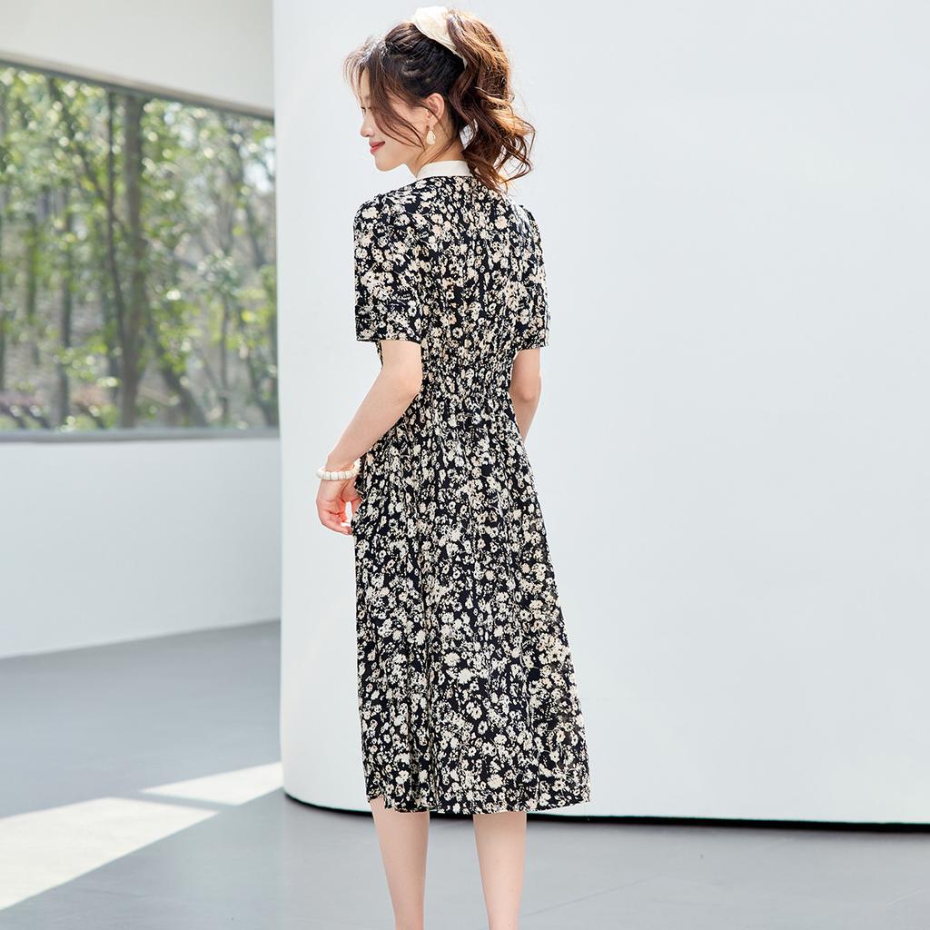 High End Women's Lapel Dress, 2026 Summer New Collection, Waist Cinching Temperament, Ladies' Mid Length Dress