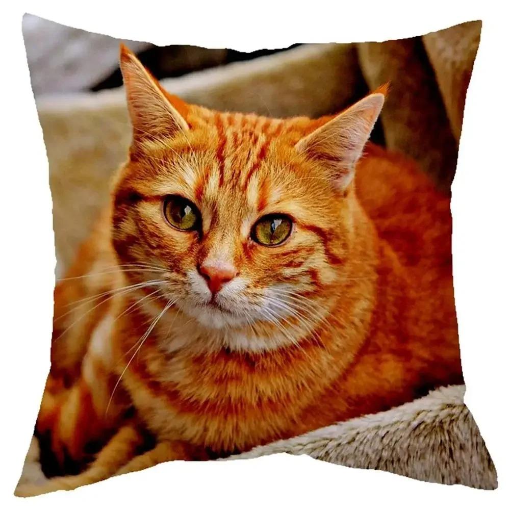 Office Living Room Home Pillowcase Cute Little Lazy Cat Pattern Pillowcase Car Ornaments