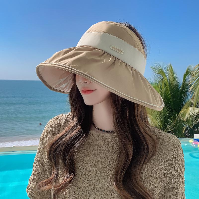 

Летняя шляпа женская высокого качества с буквенной этикеткой, цветная клеевая, с открытым верхом, солнцезащитная шляпа от солнца для путешествий, шляпа от солнца с большими полями, новая average size