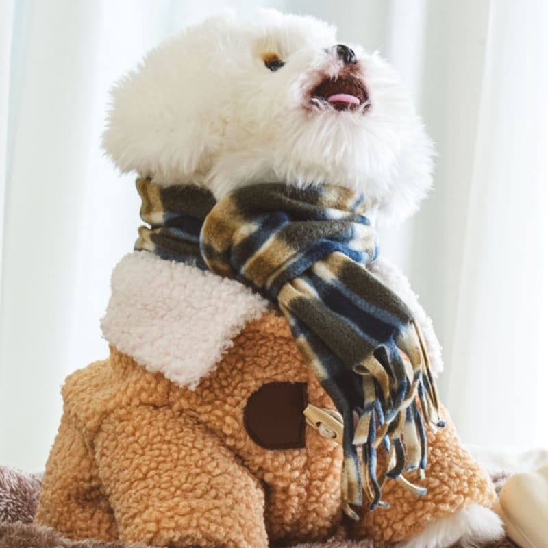 [Pet] Check Pattern Scarf Navy