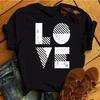 Love Font Geometric Print T Shirt Women New Fashion Black T Shirt 90S Ladies Casual Tops Female Short Sleeve O-Neck Tee Shirts