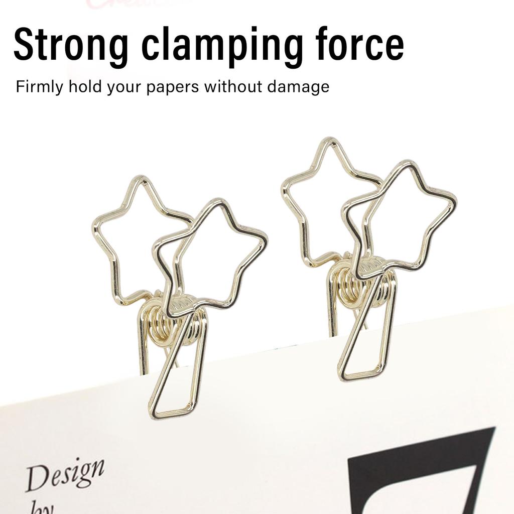 100Pcs Star   Clips Hollow Out Cartoon   Strong Clamping Sturdy Small Paper Clips for Documents Clothes Papers