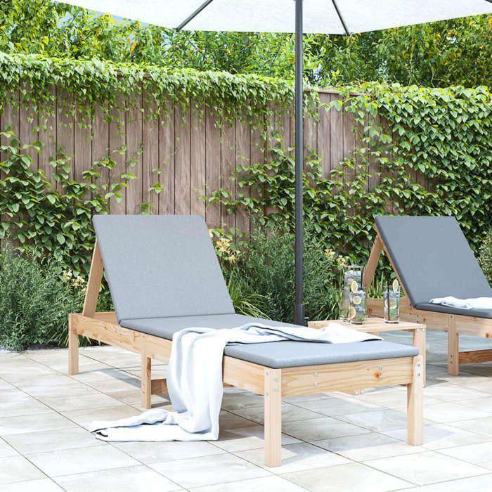 VidaXL Chaise Longue, Siège avec Dossier Réglable, Bain de Soleil, Transat de Jardin Piscine Terrasse Patio, Scandinave, 825065