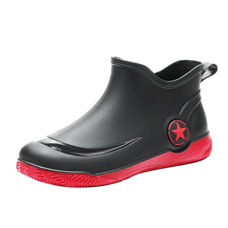 New couple food water shoes fashionable waterproof sleeve low tube men's water boots export rain boots on rainy days