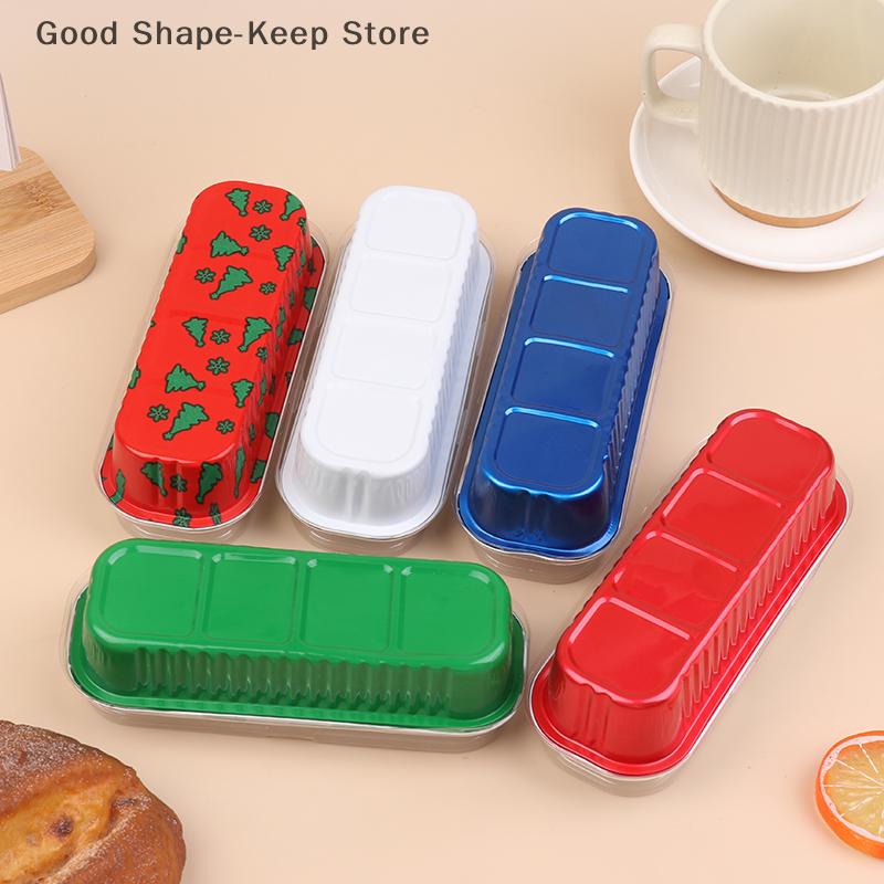 10Pcs Mini Loaf Baking Pans With Muffin Liners Cups Baking Tray Bakeware Lids Rectangle Aluminum Foil Baking Box Cake Pan