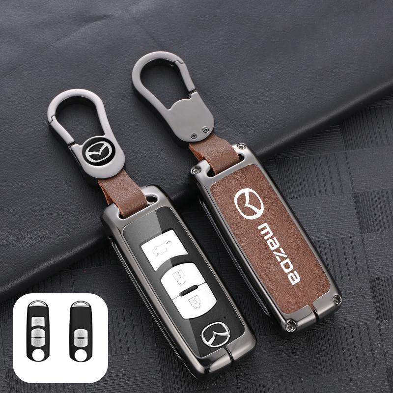 Leather Car Key Case Cover Shell For Mazda 2 3 6 Demio Atenza Axela CX-5 CX5 CX-3 CX7 CX-9 3 4 CX30 2016 2017 2018 2019 Keychain FF29