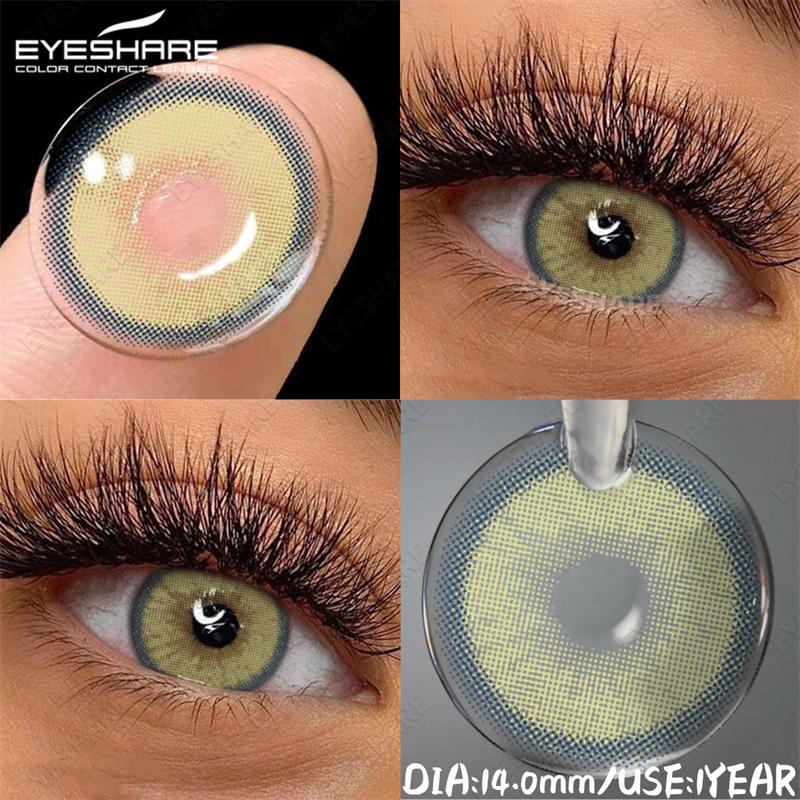 

EYESHARE 2pcs Natural Colored Contact Lenses Blue Brown Eye Contacts Lenses Gray Makeup EyesLense Yearly Green Beautiful Pupils