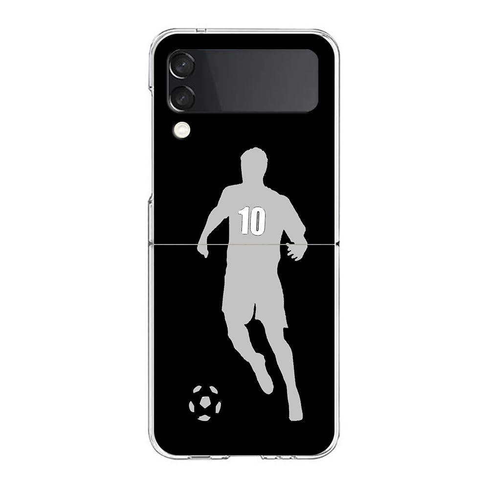 Football Player Soccer Art Clear Phone Case For Samsung Galaxy Z Flip 3 4 5 Hard Folding Shell For Samsung Z Flip3 Back Cover