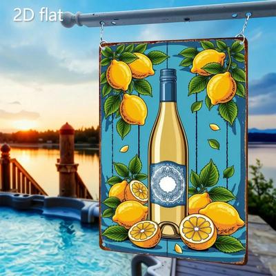 Vintage Zitronen Metall Wandkunst - Realistisches 2D Flacheisen Schild für Küche Bar Zuhause Halloween Dekoration