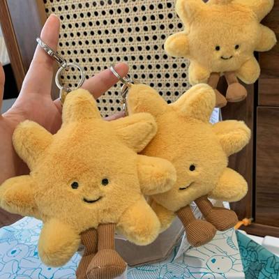 Jellycat Fashion Cartoon Sun Bag Charm Cute Soft Stuffed Sunflower Keychain Pendant Portable Plush Doll Pendant Xmas Gift