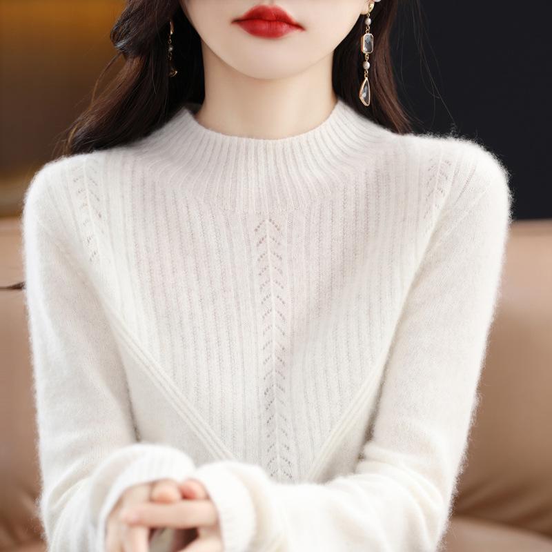 Women's 2023 New Fashion Wool Sweater - Spring & Autumn Solid Color Loose Knitwear