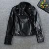 Giacca da donna primavera autunno ecopelle bavero manica lunga abbottonatura con cerniera cappotto corto giacca da moto capispalla streetwear