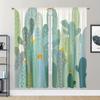Set Of 2 Cartoon Cactus Printed Curtains Curtain Suitable Kitchen Bedroom Study Cafe Living Room Home Decor Made Polyester Area Window Treatment