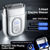 Electric Beard Trimmer Mini Shaver LED Display USB Rechargeable Waterproof 3-Head Portable Tools Travel Shaving Razor Men Hair Remover Tool