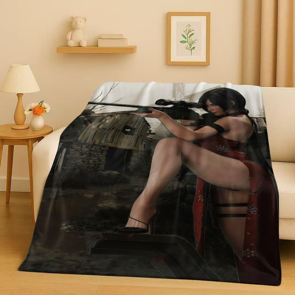 Leon R-Resident Evil Game Cartoon Gamer Flannel Blanket,Ultra Soft Warm Plush Throw for Home Bedroom Bed Sofa Cover Picnic Kids