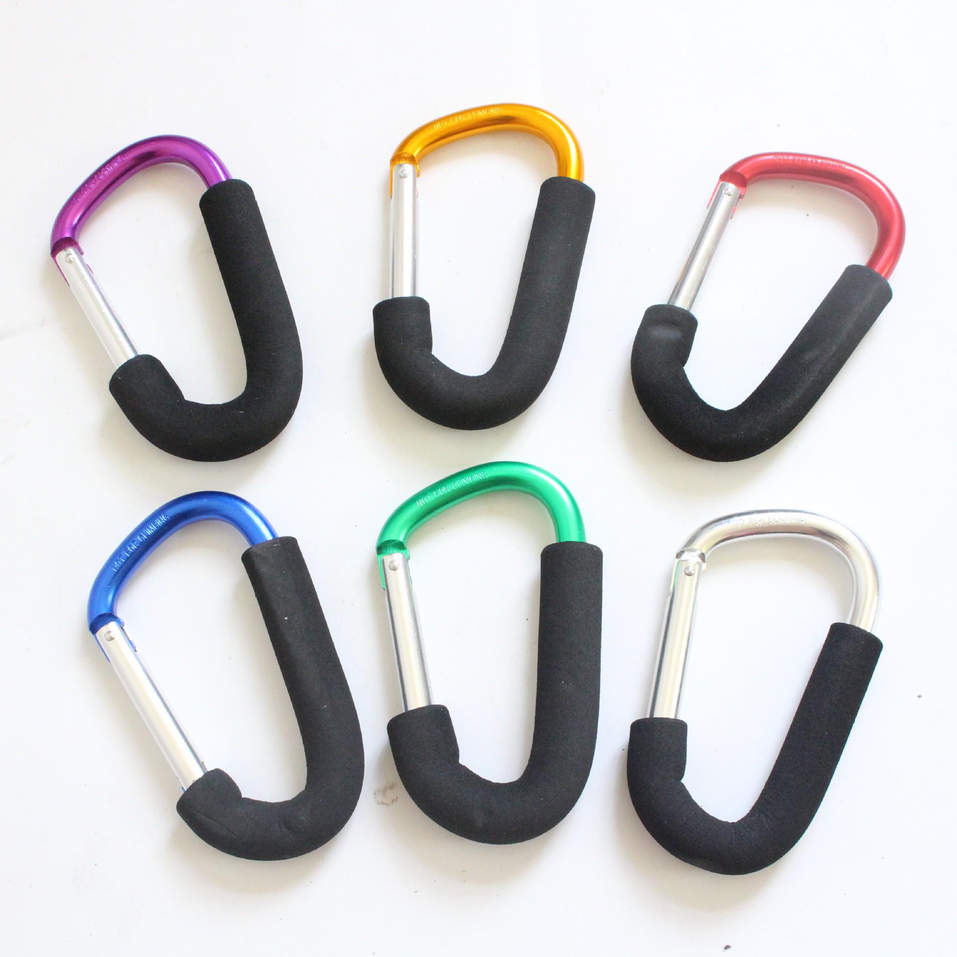 Aluminum Alloy Shopping Carabiner Hook - Black, Large Stroller Accessory 14x8CM