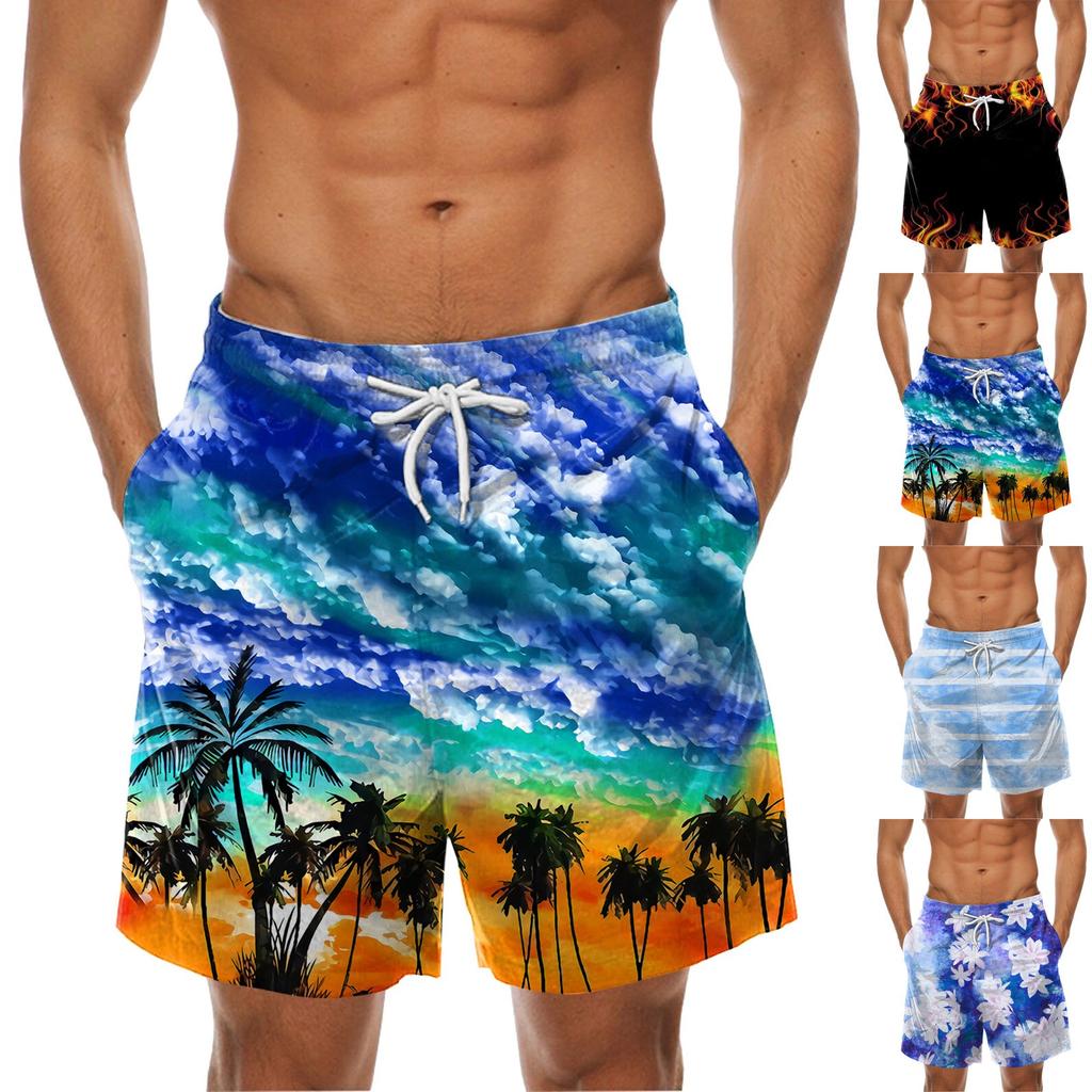 Men's Fashion Printed Strapped Hawaiian Beach Fit Sport Casual Shorts Pants